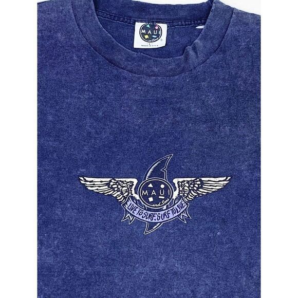 Vintage Maui and Sons T-Shirt Large Blue Tie Dye Stone Wash Single Stitch - Picture 3 of 11